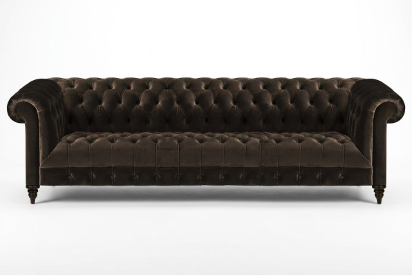 Chesterfield canapé de salon brun quatre places mobilier de luxe