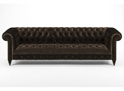 Chesterfield canapé de salon brun quatre places mobilier de luxe