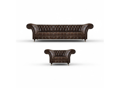 Canapé Chesterfield en simili cuir marron pour salon, trois places, deux places.