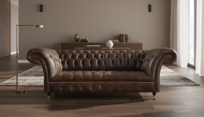 Canapé Chesterfield en cuir marron Salon Canapés Meubles de designer Robustes.