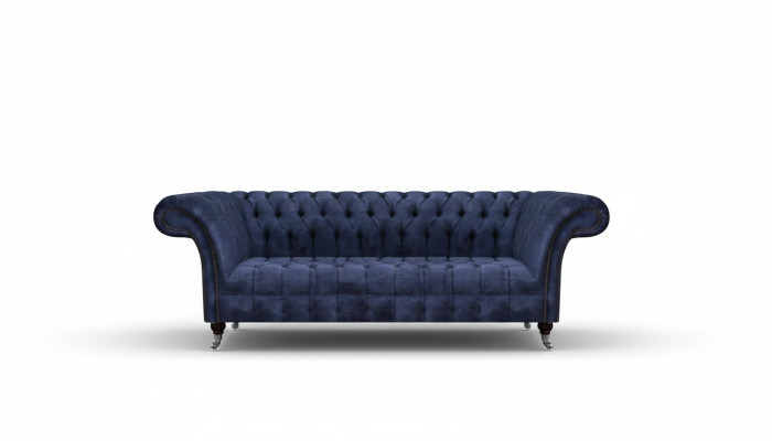 Canapé Chesterfield bleu foncé, sièges, canapés rembourrés en textile, meubles.
