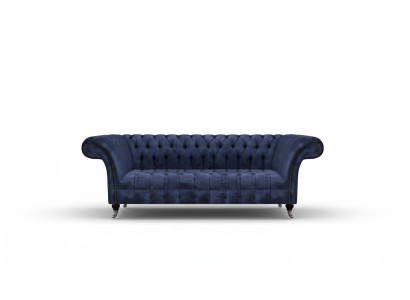 Canapé Chesterfield bleu foncé, sièges, canapés rembourrés en textile, meubles.