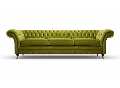 Canapé Chesterfield vert olive avec fonction lit, canapé de salon, meubles.