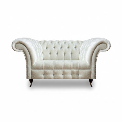 Canapé Chesterfield salon designer blanc deux places meuble assise