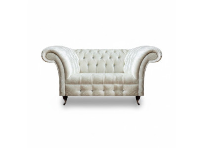 Canapé Chesterfield salon designer blanc deux places meuble assise