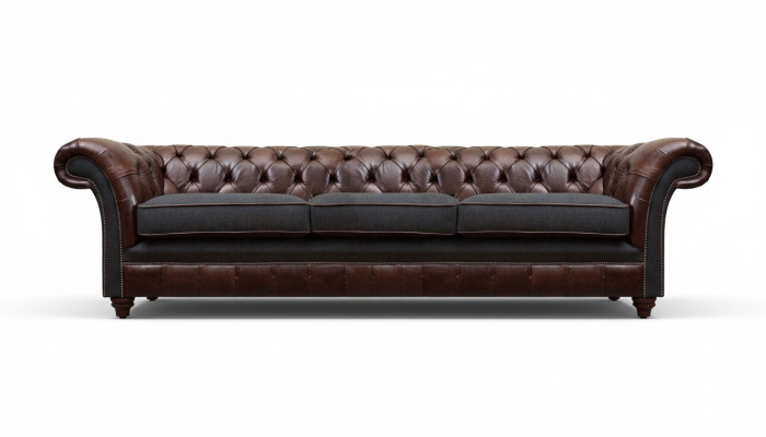 Chesterfield trois places gris-brun Canapés rembourrés de salon de luxe
