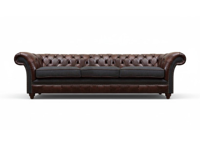 Chesterfield trois places gris-brun Canapés rembourrés de salon de luxe