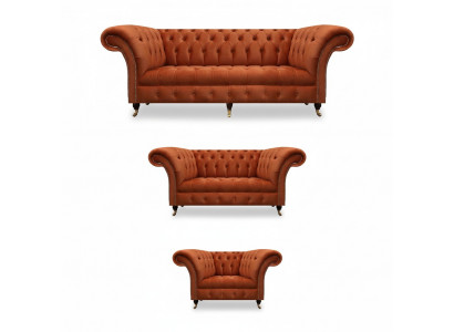 Meubles Chesterfield marron salon ensembles de canapés design 3 pièces.