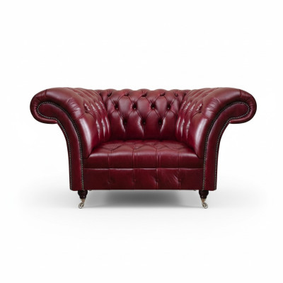 Chesterfield fauteuil rouge de salon, fauteuil design en cuir, 1 place.