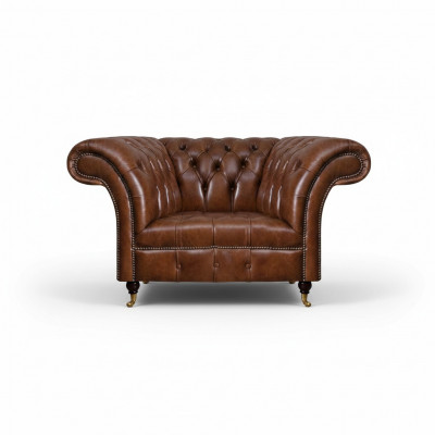 Chesterfield fauteuil en cuir brun salon simili cuir fauteuil simple meuble