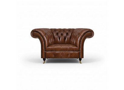 Chesterfield fauteuil en cuir brun salon simili cuir fauteuil simple meuble