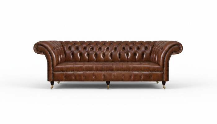 Canapé Chesterfield en cuir brun Canapés élégants 3 places Meubles de salon