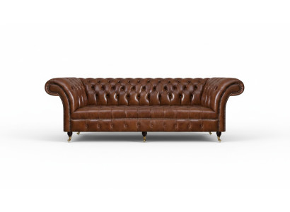 Canapé Chesterfield en cuir brun Canapés élégants 3 places Meubles de salon