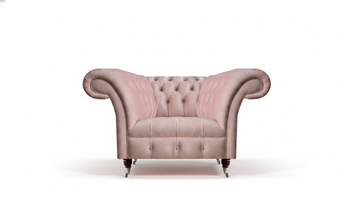 Chesterfield Rosa Fauteuil 1-Place Salon Designer en Tissu fauteuil 1-Place