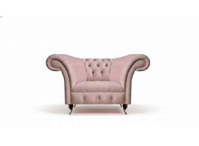 Chesterfield Rosa Fauteuil 1-Place Salon Designer en Tissu fauteuil 1-Place