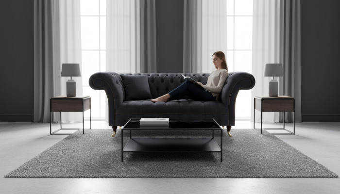 Chesterfield Canapé Noir Designer Sofas Modernes Canapés