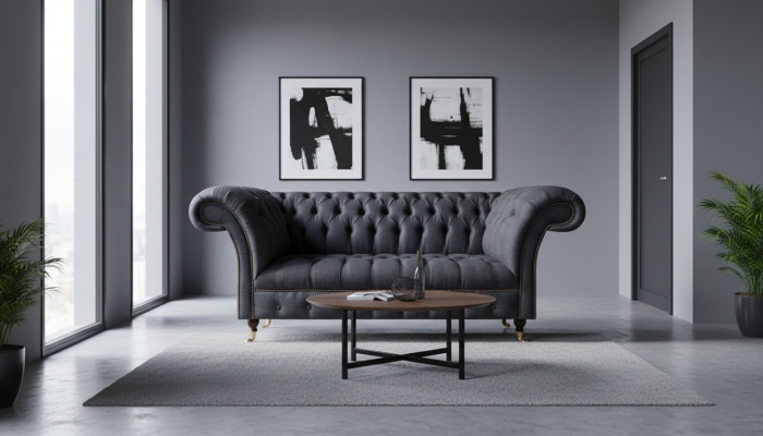 Chesterfield Canapé Noir Designer Sofas Modernes Canapés