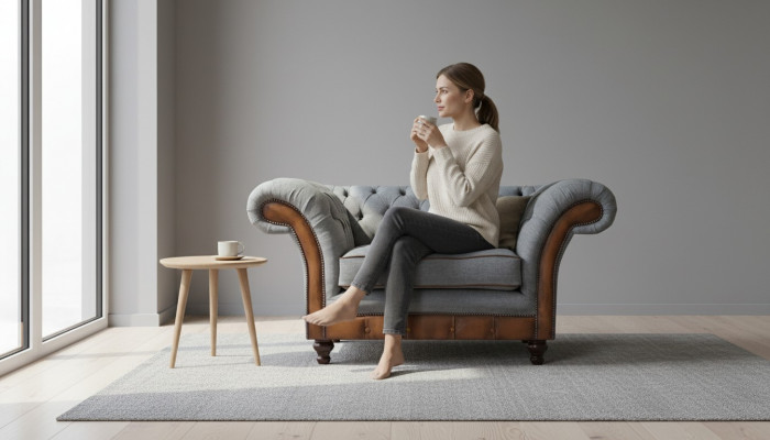 Fauteuil Chesterfield gris clair Fauteuil designer en tissu Meubles textiles