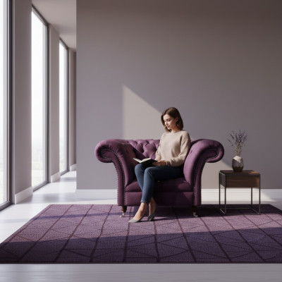 Fauteuil Chesterfield Lila Salon Monoplace Designer Noble Fauteuil à Dossier Ajustable