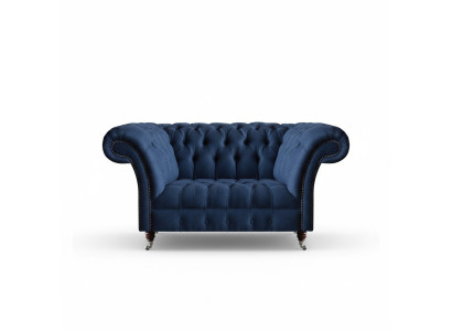 Chesterfield élégant canapé deux places en tissu bleu pour salon