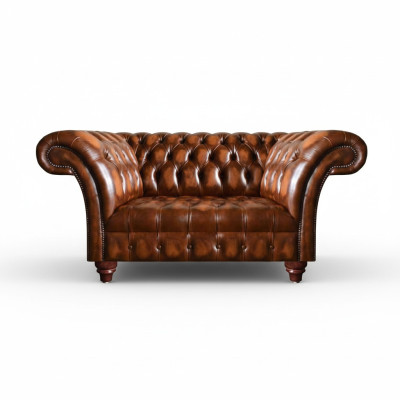 Nouveau canapé Chesterfield trois places en cuir brun élégant pour salon.