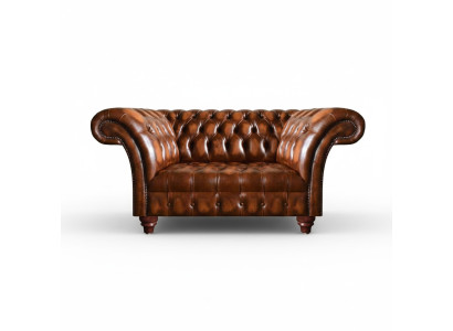 Nouveau canapé Chesterfield trois places en cuir brun élégant pour salon.