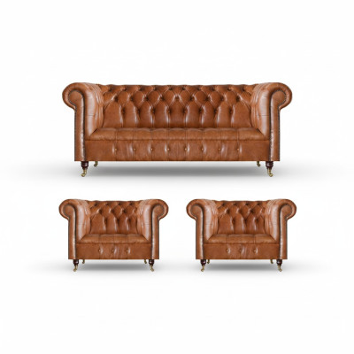 Chesterfield Meubles de Salon Canapés Marron Fauteuils Ameublement de Salon