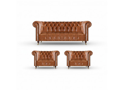 Chesterfield Meubles de Salon Canapés Marron Fauteuils Ameublement de Salon