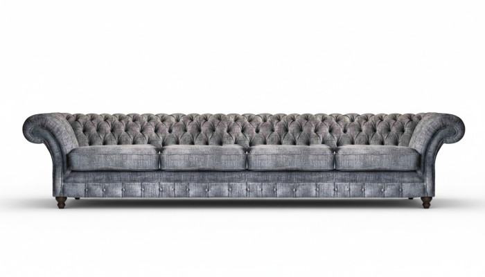 Élégant canapé Chesterfield salon quatre places designer neuf.