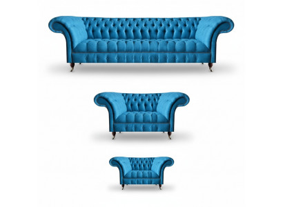 Ensemble Chesterfield bleu ciel Meubles de luxe Canapés design
