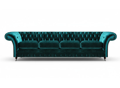 Canapé Chesterfield vert élégant Quatre places moderne en tissu