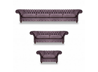 Chesterfield Lila Garnitur Ensemble Complet de Canapé Ensemble Moderne siège 3 pièces