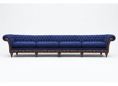 Canapé quatre places Chesterfield bleu pour salon, mobilier rembourré exclusif