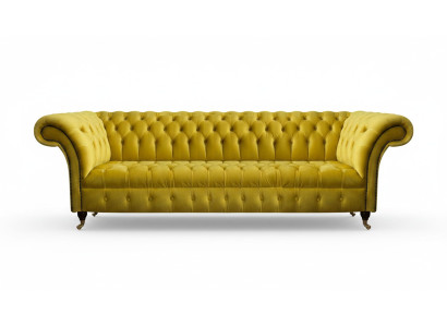 Chesterfield jaune canapé quatre places de designer meuble rembourré pour salon.