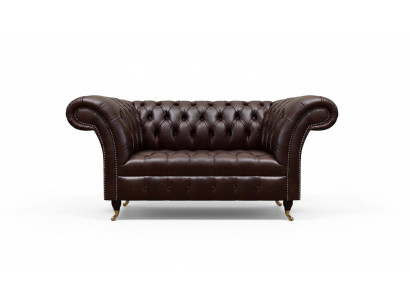 Canapé en cuir Chesterfield marron, canapés en similicuir design, deux places