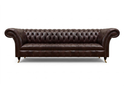 Canapé Chesterfield en similicuir marron Sofa moderne quatre places meuble assis