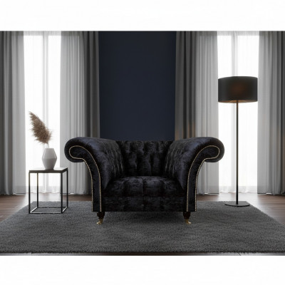 Fauteuil Chesterfield en cuir noir Siège unique Fauteuil luxueux