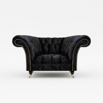 Fauteuil Chesterfield en cuir noir Siège unique Fauteuil luxueux