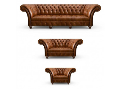 Chesterfield ensemble en cuir marron Canapés exclusifs Fauteuils de designer