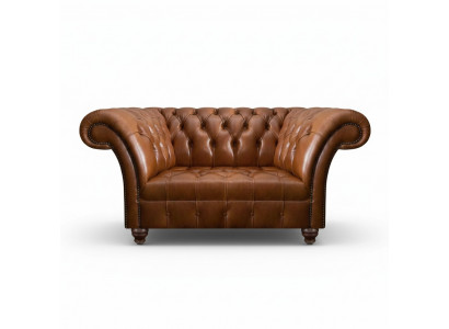 Canapé Chesterfield marron en cuir deux places design en cuir synthétique