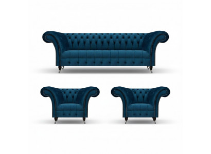 Chesterfield ensemble de canapé bleu Ensemble complet de salon moderne