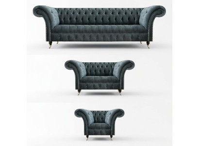 Chesterfield canapé gris ensemble de canapés design fauteuil élégant.