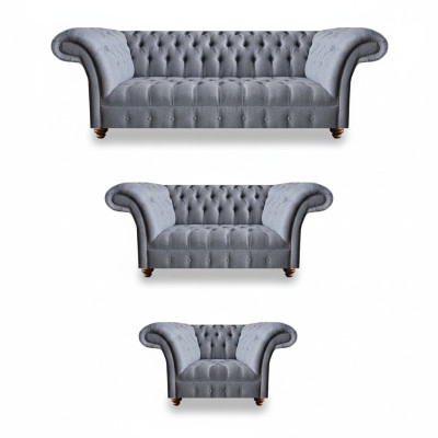 Chesterfield ensemble en tissu noble Designer canapé 3 places, canapé 2 places, fauteuil.