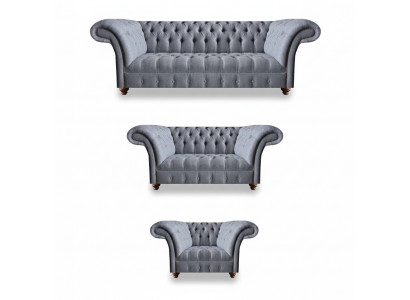 Chesterfield ensemble en tissu noble Designer canapé 3 places, canapé 2 places, fauteuil.