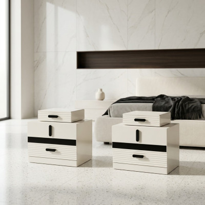 Mobilier de chambre moderne complet 2x tables de chevet design