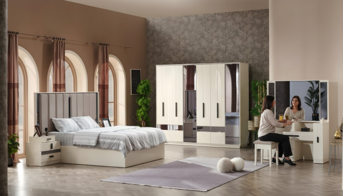 Ensemble de chambre à coucher 5 pièces design moderne meubles complets lit armoire de luxe