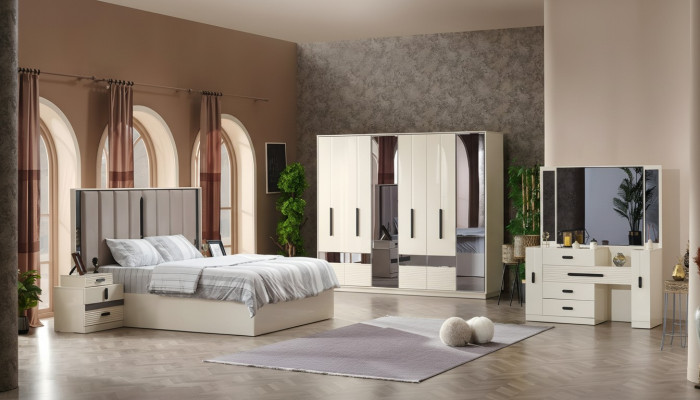 Ensemble de chambre à coucher 5 pièces design moderne meubles complets lit armoire de luxe