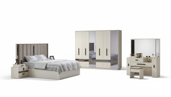 Ensemble de chambre à coucher 5 pièces design moderne meubles complets lit armoire de luxe