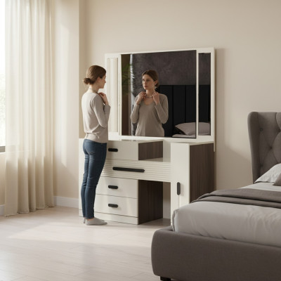 Mobilier de chambre de luxe en bois avec miroir design moderne