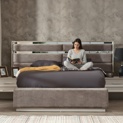 Lit matrimonial de design gris moderne luxe meubles de chambre